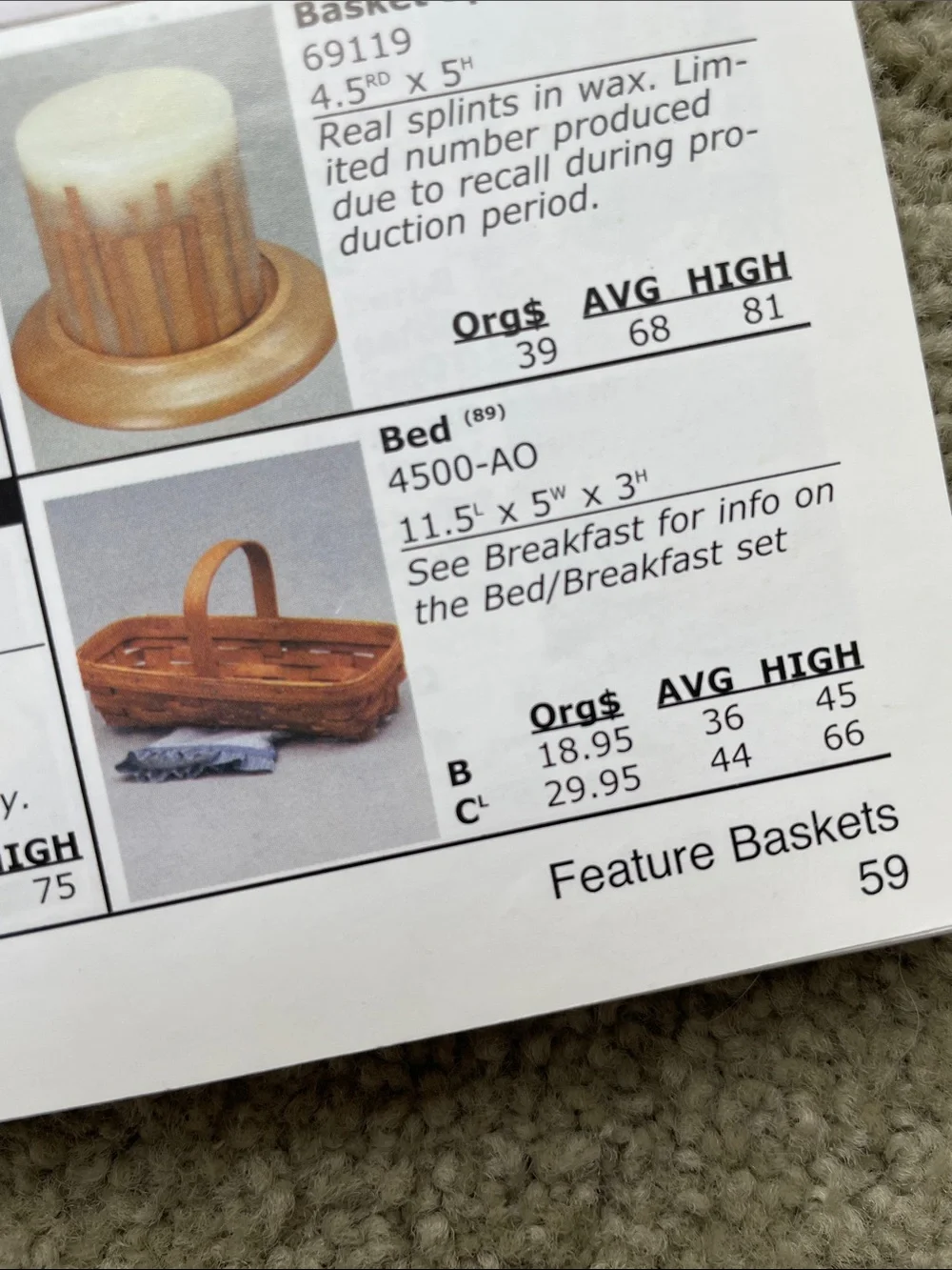 Longaberger Brown Basket Pair with Blue liner